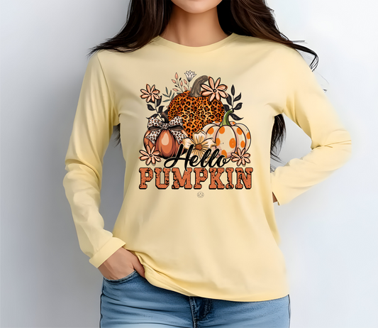 Hello Pumpkin Long Sleeve T-Shirt | Fall Harvest Style